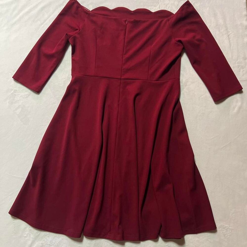 Miss may scalloped neck dress burgundy formal dress midi - Picture 5 of 7
